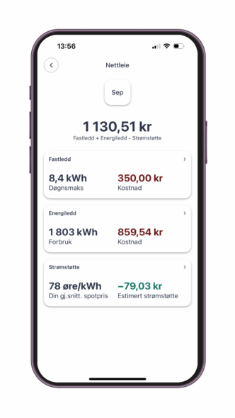 Nettleie i Vibb-appen